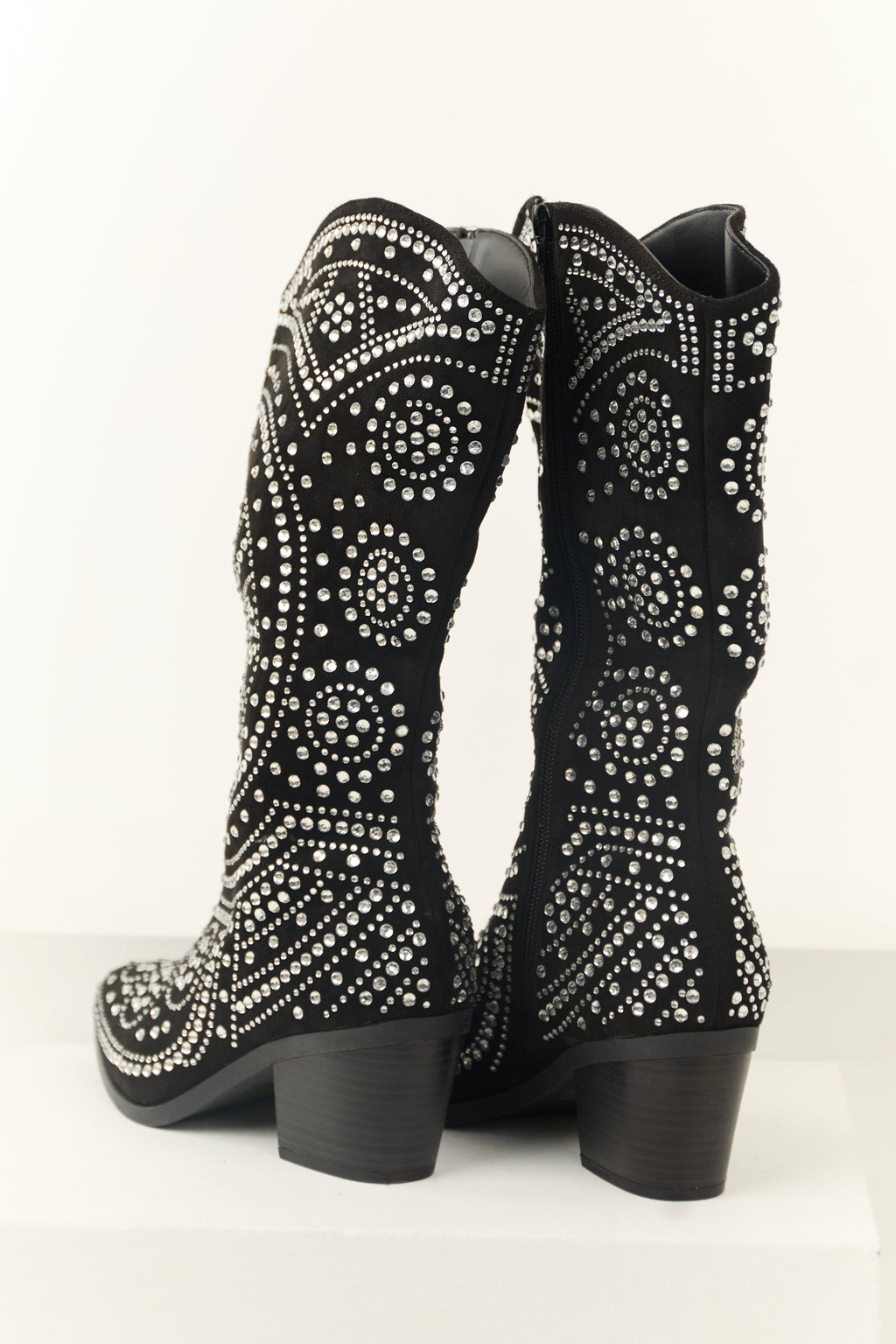 Black Rhinestone Studded Cowboy Boots