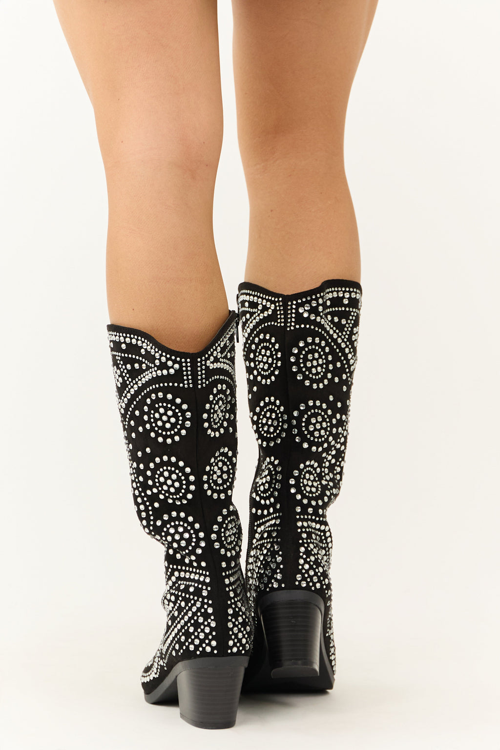 Black Rhinestone Studded Cowboy Boots
