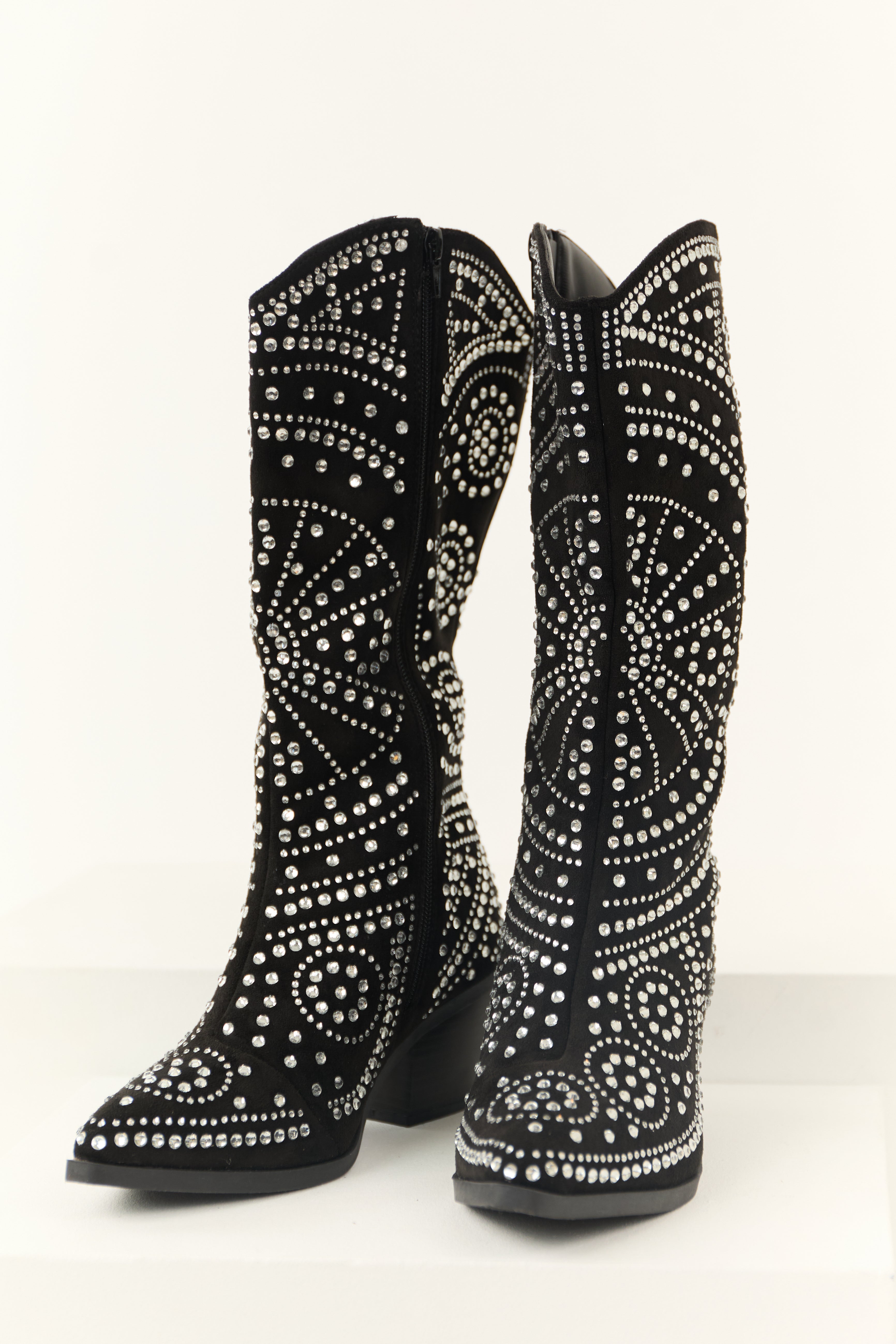 Black Rhinestone Studded Cowboy Boots